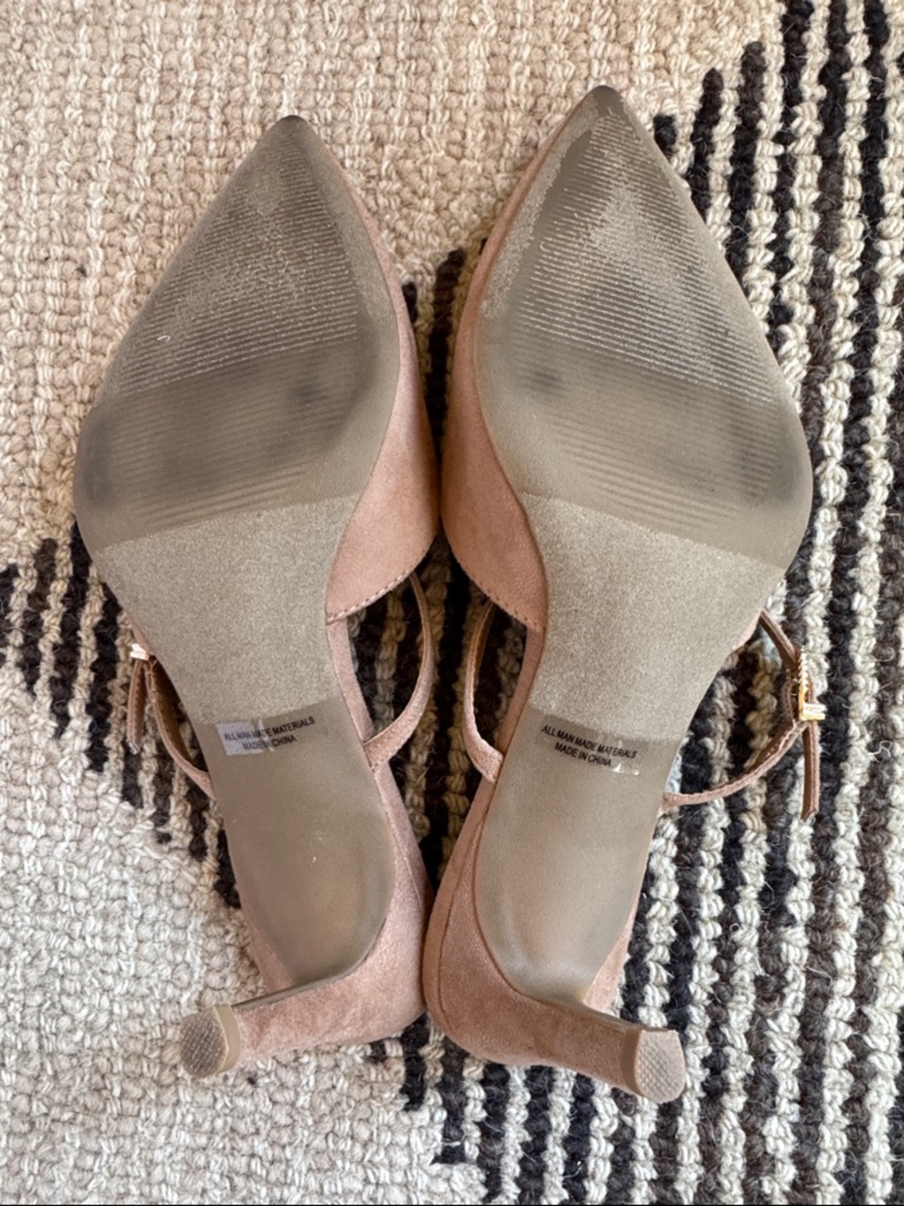 Dolce Vita Nude Tan Suede Pointed Toe Mules with Ankle Strap - Picture 7 of 7
